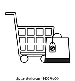 online shopping cart bag sale ecommerce vector illustration
