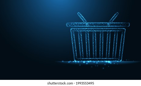 Online shopping. Shopping cart, Basket line connection. Low poly wireframe design. Abstract geometric background. vector illustration.