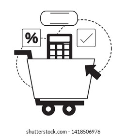 online shopping cart commerce calculator vector illustration