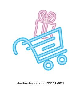 online shopping cart and gift box