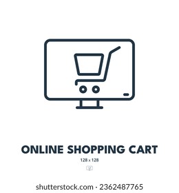 Online Shopping Cart Icon. E-commerce, Store, Checkout. Editable Stroke. Simple Vector Icon