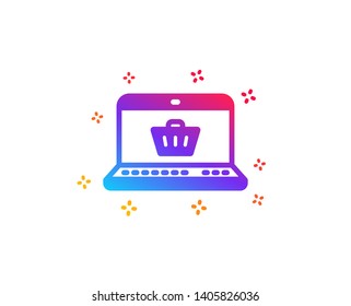 Online Shopping cart icon. Laptop sign. Supermarket basket symbol. Dynamic shapes. Gradient design online shopping icon. Classic style. Vector
