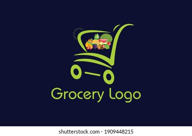 online shopping cart logo,grocery store logo design idea template,new grocery logo,store logo,basket logo,shopping cart logo,new eco Green Grocery logo.