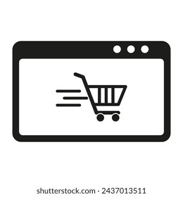 Online Shopping Cart on Web Browser Icon. Vector illustration. EPS 10.