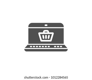 Online Shopping cart simple icon. Laptop sign. Supermarket basket symbol. Quality design elements. Classic style. Vector