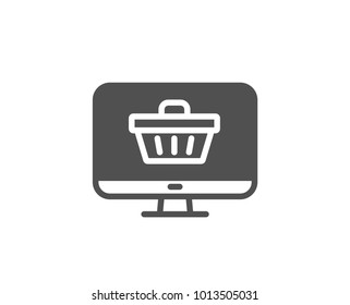 Online Shopping cart simple icon. Monitor sign. Supermarket basket symbol. Quality design elements. Classic style. Vector