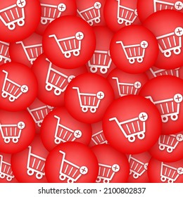 Compras en línea. Patrón de emoticones de carro. Mercado en línea. Ilustración vectorial aislada.