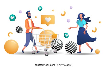 online shopping with Cart Vector for banner, poster, flyer
