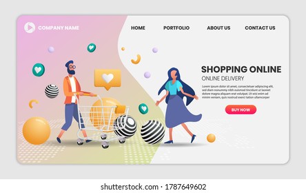 online shopping with Cart Vector for banner, poster, flyer