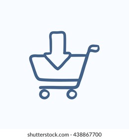 Online shopping cart vector sketch icon isolated on background. Hand drawn Online shopping cart icon. Online shopping cart sketch icon for infographic, website or app.