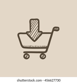 Online shopping cart vector sketch icon isolated on background. Hand drawn Online shopping cart icon. Online shopping cart sketch icon for infographic, website or app.