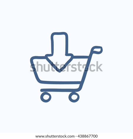 Online shopping cart vector sketch icon isolated on background. Hand drawn Online shopping cart icon. Online shopping cart sketch icon for infographic, website or app.
