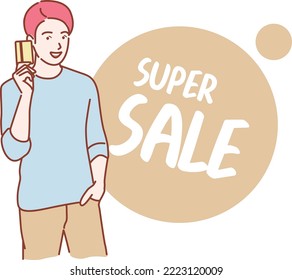 Online shopping cartoon characters. Vector design.