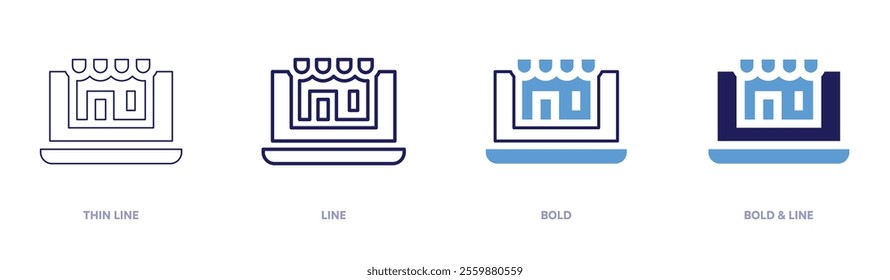 Online shopping categories icon in 4 different styles. Thin Line, Line, Bold, and Bold Line. Duotone style. Editable stroke.