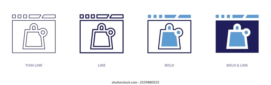 Online shopping clothes icon in 4 different styles. Thin Line, Line, Bold, and Bold Line. Duotone style. Editable stroke.