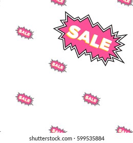 Online shopping collection. Vector sale cloud seamless pattern. Fashion illustration, patches, stickers. Hand sketched background in vogue style.