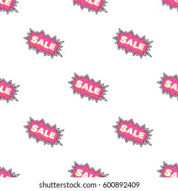 Online shopping collection. Vector sale cloud seamless pattern. Fashion illustration, patches, stickers. Hand sketched background in vogue style.