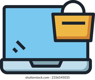 Online Shopping Color Line Icon - Single Icon, Vector