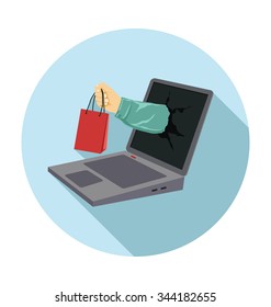 
Online Shopping Colored Vector Illustration
