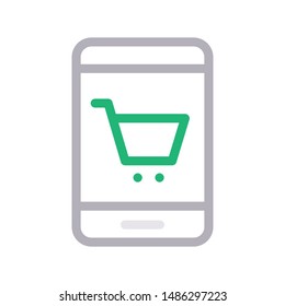 online shopping colour line vector icon