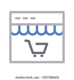 online shopping colour line vector icon