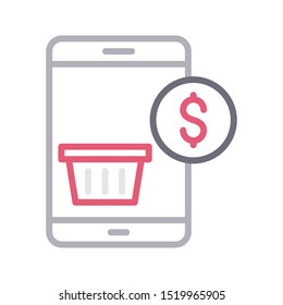 online shopping colour line vector icon