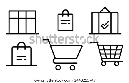 Online shopping and commerce editable stroke outline icons set isolated on white background flat vector illustration. Pixel perfect. 64 x 64..