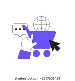 Ilustração de vetor de compras e comércio on-line