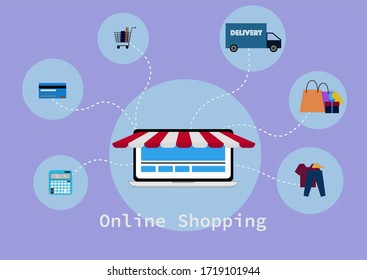 Online shopping communication. Flat design graphic, Creative vector illustration.