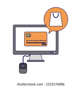 online shopping from computer blue lines