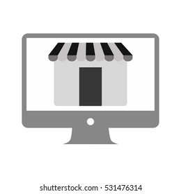 online shopping computer mobile marketing gray color vector illustration eps 10