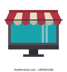 online shopping computer pc concept cartoon vector illustration graphic design