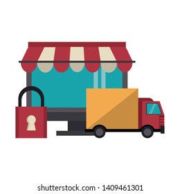 online shopping computer pc concept cartoon vector illustration graphic design