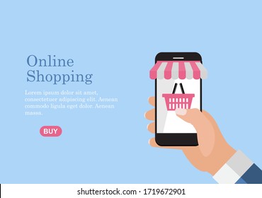 Fondo del concepto de compras en línea. Ilustración de vectores EPS10