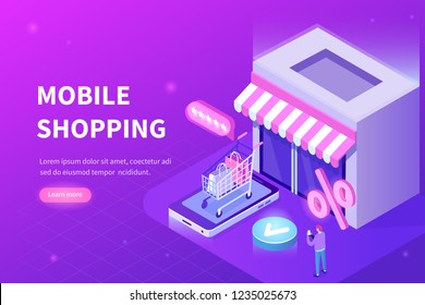 Online shopping concept. Can use for web banner, infographics, hero images. Flat isometric vector illustration.