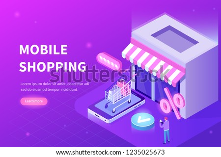 Online shopping concept. Can use for web banner, infographics, hero images. Flat isometric vector illustration.