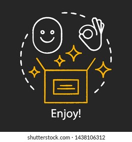 Online shopping concept chalk icon. Excellent service. Good purchase, buy. Customer, buyer, client satisfaction idea. Vector isolated chalkboard illustration
