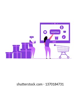 online shopping concept with character. Flat illustration.