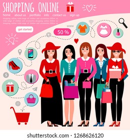 Online shopping concept with characters. Can use for web banner, infographics