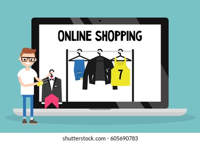 Online shopping concept. Conceptual illustration / flat editable vector, clip art