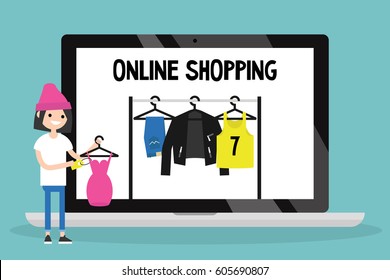 Online shopping concept. Conceptual illustration / flat editable vector, clip art