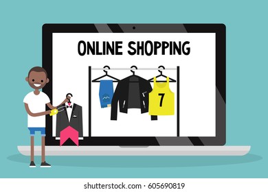 Online shopping concept. Conceptual illustration / flat editable vector, clip art