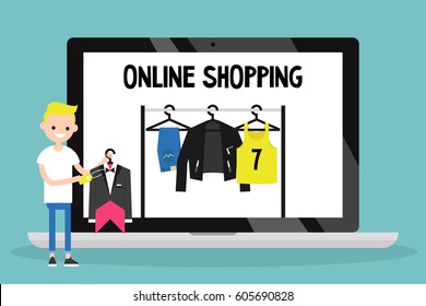 Online shopping concept. Conceptual illustration / flat editable vector, clip art