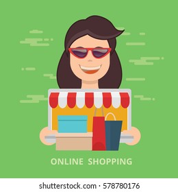 Online shopping concept design,clean vector