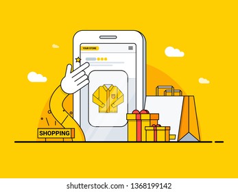 Online shopping concept and e-commerce. Gift.