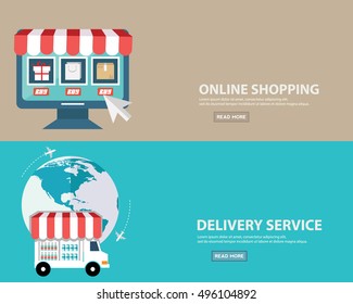 Online shopping concept. E-commerce order and delivery.
