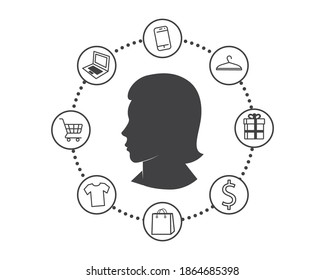 Online shopping concept. E-commerce concept. Vector drawing. Easily editable flat vector illustration with layers.