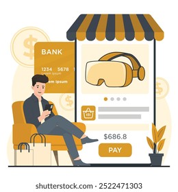 Online shopping concept. E-commerce. Vector illustration in flat style