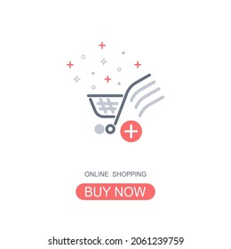 Online shopping concept. Fast respond delivery on mobile. Online delivery . Cart icon. Vector illustration