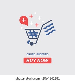 Online shopping concept. Fast respond delivery on mobile. Online delivery . Cart icon. Vector illustration